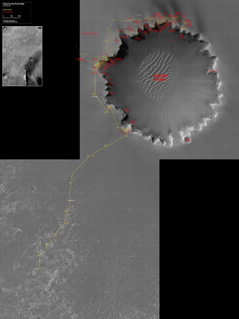 Wegstrecke bis Sol 1707